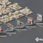 سم ثلاثي الأبعاد لمسار دراسة جدوى مطعم بالرياض بخطوات واضحة وتوقيع ماتريكس