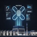 صورة ثلاثية الأبعاد لمصنع مضيء في السعودية تحيط به مؤشرات تحليلية توضح احترافية Matrix في تقديم دراسة جدوى مشروع صناعي في السعودية