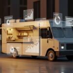 صورة لفود ترك حديث مع رسوم وأرقام تحليل مالي تعبّر عن دراسة جدوى مشروع فود ترك pdf في السعودية تشمل التكاليف والتراخيص والربحية.